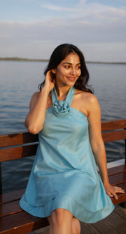 Fiafia Silk Blend Halter Dress – Ocean Breeze Edition