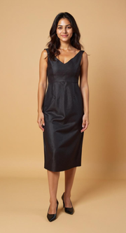 Fiafia Classic Black Midi Dress – Timeless Elegance Edition