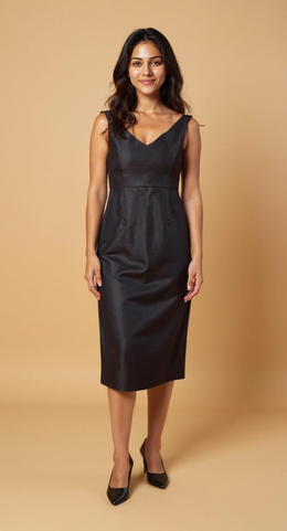 Fiafia Classic Black Midi Dress – Timeless Elegance Edition