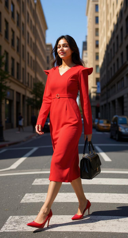 Fiafia Premium Red Party Wear One Piece Dress for Women