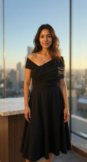 Fiafia Premium Polyester Off-Shoulder Party Wear Dress