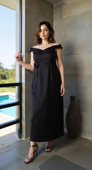 Women's Premium Black Party Wear One-Piece Dress