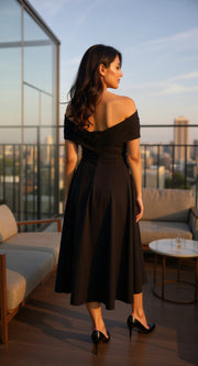 Fiafia Premium Polyester Off-Shoulder Party Wear Dress