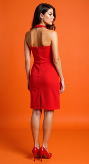Red Bodycon Halter Neck Dress – Premium Stretch Polyester