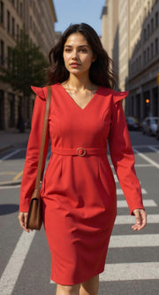 Fiafia Premium Red Party Wear One Piece Dress for Women