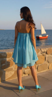 Fiafia Silk Blend Halter Dress – Ocean Breeze Edition