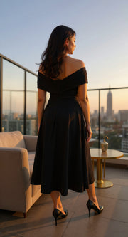 Fiafia Premium Polyester Off-Shoulder Party Wear Dress