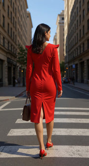 Fiafia Premium Red Party Wear One Piece Dress for Women