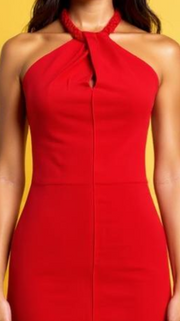 Red Bodycon Halter Neck Dress – Premium Stretch Polyester