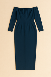 Fiafia Blue Midi Sheath Wrap Dress