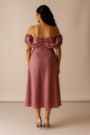 Pastel Pink Fit & Flare Midi Dress