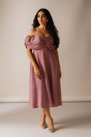 Pastel Pink Fit & Flare Midi Dress