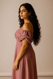 Pastel Pink Fit & Flare Midi Dress